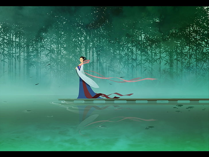 Fantazja, kobiety, mgła, jezioro, Mulan, Tapety HD