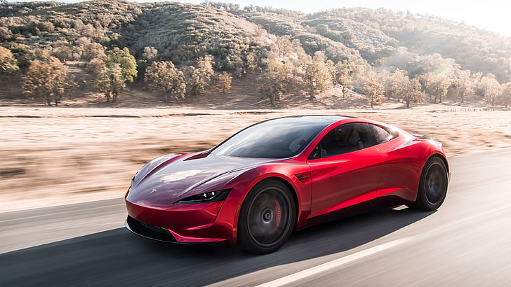 car, Tesla Motors, Tesla Roadster, supercars, sports car, electric car, HD wallpaper
