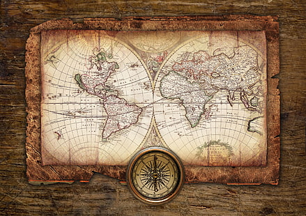 Weltkarte digitale Tapete, Schreibtisch, Karte, Kompass, Tapeten, HD-Hintergrundbild HD wallpaper