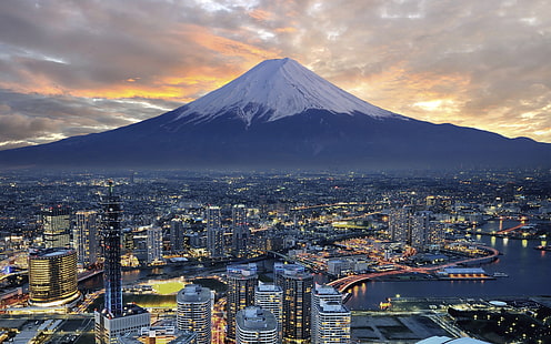 Góra Yokohama Fuji City Tokio Japonia 308550, Tapety HD HD wallpaper