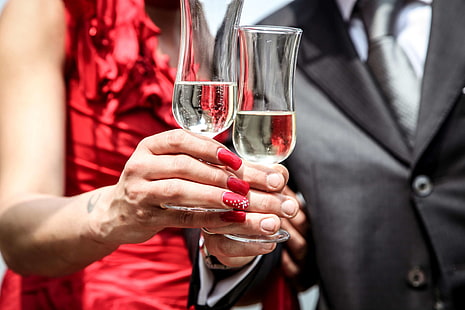 ceremonia, szampan, wiwaty, brzęczące kieliszki, para, drink, dama, mężczyzna, małżeństwo, żonaty, ludzie, romans, romantyczny, wino musujące, wyjątkowy moment, razem, ślub, kobieta, Tapety HD HD wallpaper