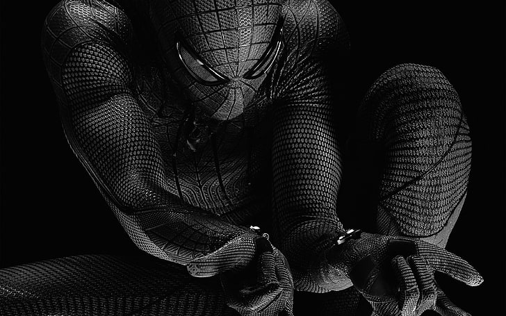 Spiderman, hero, dark, bw, art, illustration, HD wallpaper | Wallpaperbetter