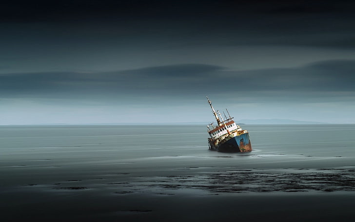 colgante, naufragio, barco, vehículo, mar dorado y perla blanca, Fondo de pantalla HD