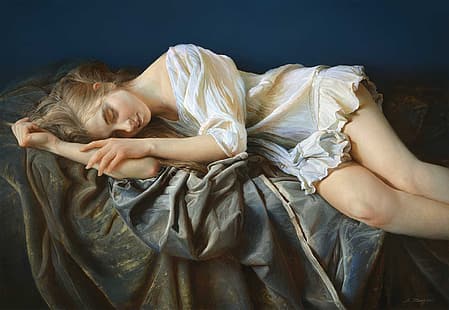 سيرج مارشينكوف ، رسم ، نساء ، نائم، خلفية HD HD wallpaper