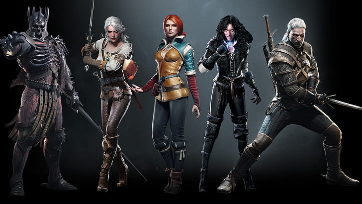 The Witcher characters illustration, five game characters digital wallpaper, The Witcher 3: Wild Hunt, Eredin, Ciri, Geralt of Rivia, Yennefer of Vengerberg, Triss Merigold, Cirilla Fiona Elen Riannon, video games, The Witcher, HD wallpaper