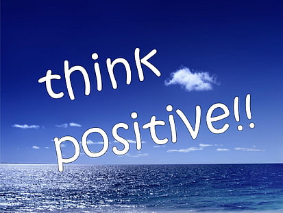 Думай позитивно, океан с позитивно наложенным текстом, Другое, синий, думай позитивно, HD обои HD wallpaper