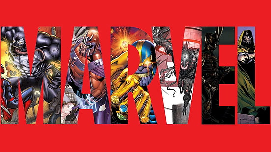 Комикси, Marvel Comics, Doctor Doom, Logo, Loki, Magneto (Marvel Comics), Thanos, Venom, HD тапет HD wallpaper