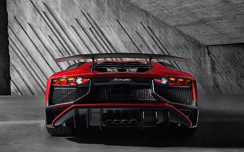 รถหรู Lamborghini สีแดงและสีดำ, Lamborghini, Lamborghini Aventador LP750-4 Superveloce, Lamborghini Aventador LP750-4 SV, Lamborghini Aventador, รถ, วอลล์เปเปอร์ HD HD wallpaper