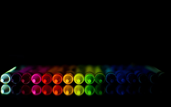 crayon set, markers, rainbow, beautiful, colored, HD wallpaper