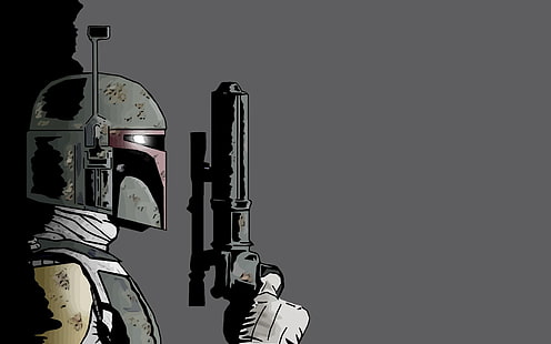 Illustration de Star Wars Bobba Fett, Star Wars, Boba Fett, fond simple, méchants, chasseur de primes, Fond d'écran HD HD wallpaper