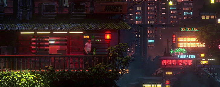 Anime Illustration, Cyberpunk, Videospiele, Pixel Art, Die letzte Nacht, HD-Hintergrundbild