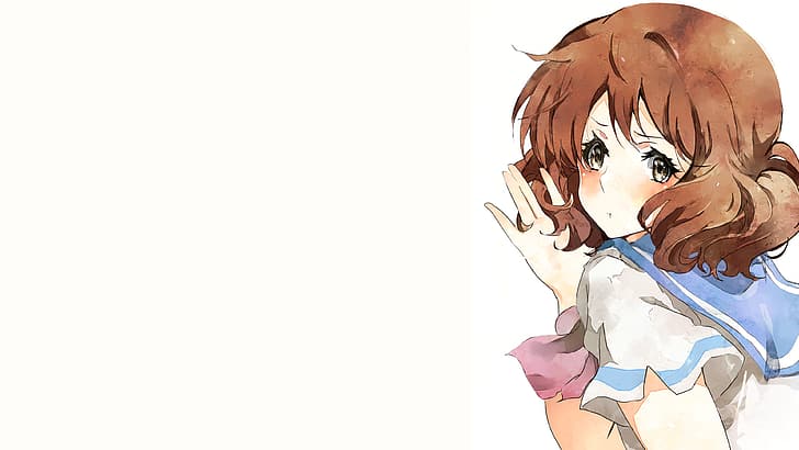 Anime, Hibike!Euphonium, Oumae Kumiko, Brünette, weißer Hintergrund, Schuluniform, 4K, Anime-Mädchen, HD-Hintergrundbild