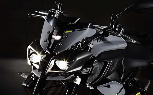 ヤマハMT-10、黒とグレーのスポーツバイク、オートバイ、ヤマハ、2015、 HDデスクトップの壁紙 HD wallpaper