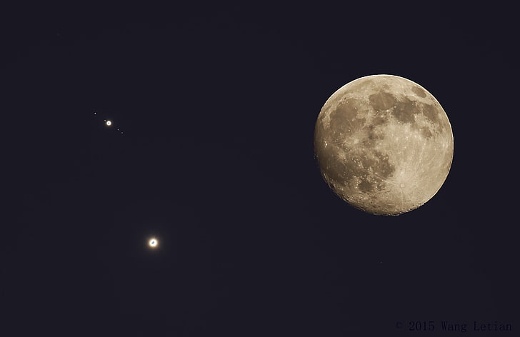 Moon, Jupiter, Venus, HD wallpaper