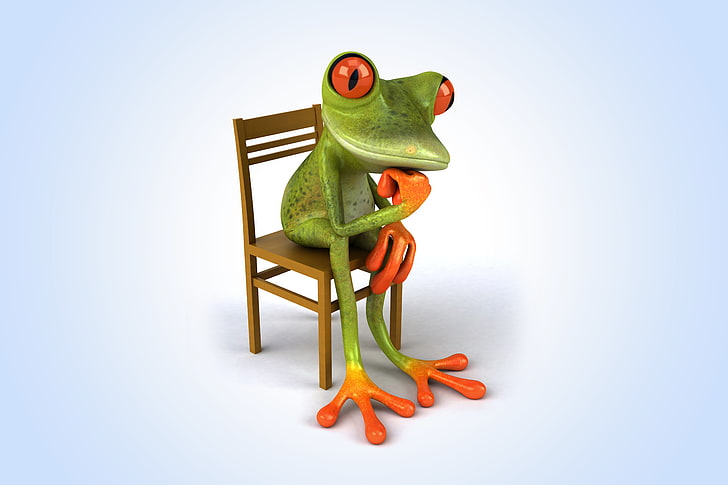 иллюстрация зеленой лягушки, лягушка, смешная, HD обои