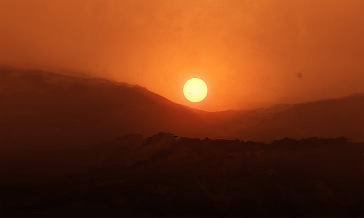 sole tramonta fotografia, alba, pianeta rosso, 4K, Sfondo HD
