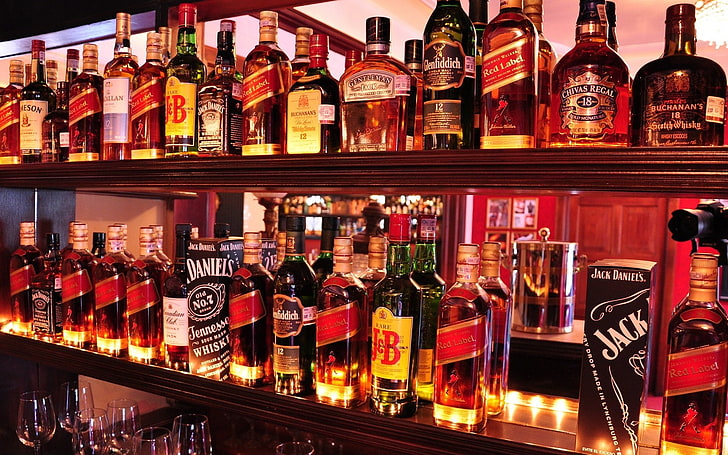 Alimentation, Whisky, Alcool, Chivas Regal, Boisson, Jack Daniels, Scotch, Etagère, Fond d'écran HD