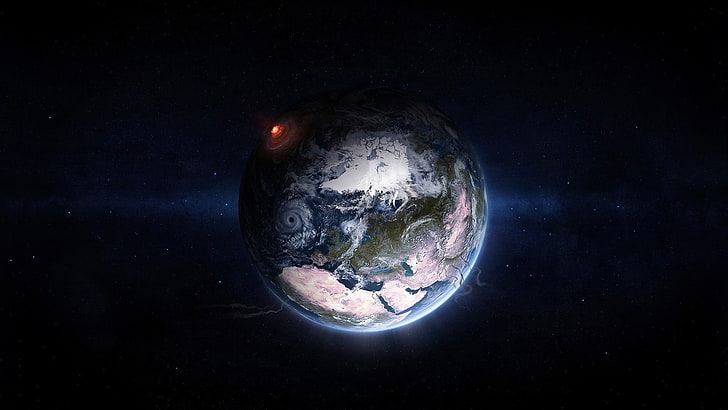 ilustrasi bumi, planet, Bumi, ruang, bintang, Wallpaper HD