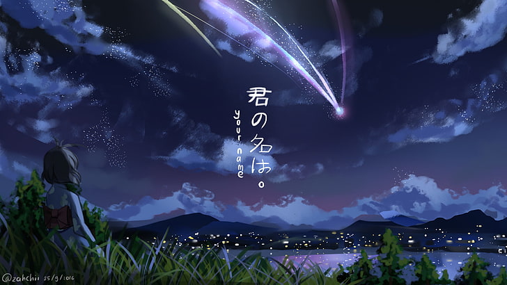 kvinnlig anime karaktär, Anime, Your Name., Kimi No Na Wa., Mitsuha Miyamizu, HD tapet