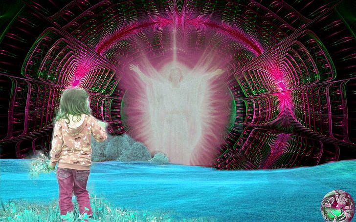 Djeca-portal, spirit, biciel, geist, universum, 3d dan abstrak, Wallpaper HD