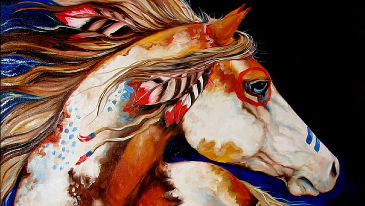 Native Horse, rodzime konie, konie, malowanie koni, kucyki, przyroda, dzikie zwierzęta, zwierzęta, Tapety HD