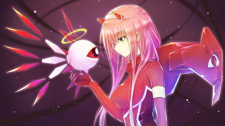 Zero Two (Darling in the FranXX), anime, anime girls, Darling in the FranXX, pink hair, Kirby 64: The Crystal Shards, Kirby, HD wallpaper