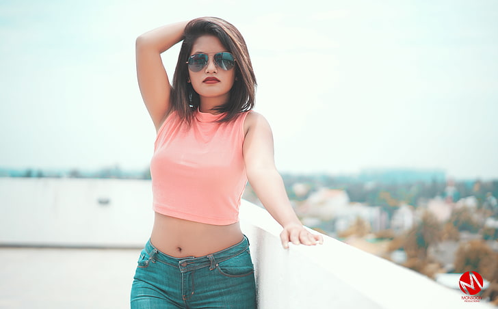 Monsoon Productions, Girls, Girl, Style, Woman, Outdoor, Model, Shooting, sunglasses, jeans, Outfit, snapshot, croptop, HD wallpaper