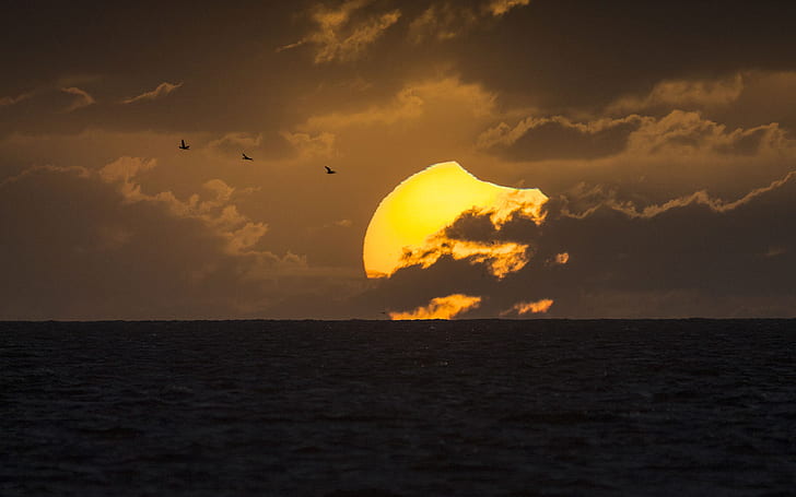 Sunset Ocean Clouds HD, ธรรมชาติ, มหาสมุทร, เมฆ, พระอาทิตย์ตก, วอลล์เปเปอร์ HD