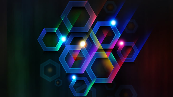 abstract, colorful, digital art, hexagon, HD wallpaper