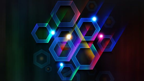 abstract, colorful, digital art, hexagon, HD wallpaper HD wallpaper