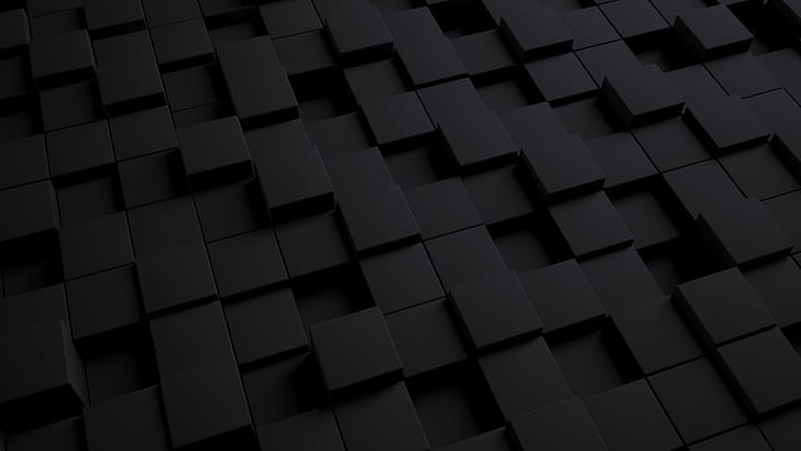 svart, 3d, abstrakt, kub, hd, 4k, enkel bakgrund, HD tapet