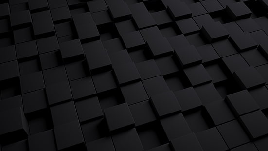hitam, 3d, abstrak, kubus, hd, 4k, latar belakang sederhana, Wallpaper HD HD wallpaper