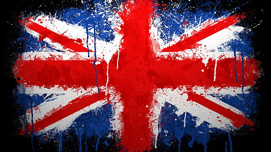 イギリスの旗、旗、イギリス、ユニオンジャック、ペイントスプラッタ、 HDデスクトップの壁紙 HD wallpaper
