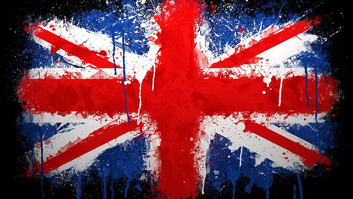 UK, flag, Union Jack, paint splatter, british flag, HD wallpaper