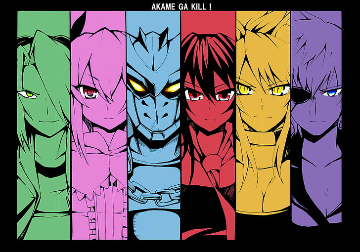 Akame Ga Tuer!fond d'écran, Akame ga Kill !, Akame, Leone, Lubbock, Mine (Akame ga Kill), Najenda, Bulat, Incursio, Tatsumi, collage, Fond d'écran HD
