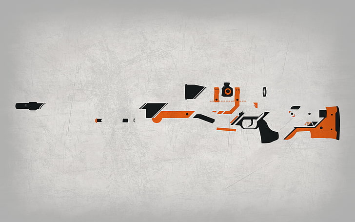 sfondo digitale fucile di precisione arancione e nero, sfondo, armi, pistola, valvola, Counter Strike, vapore, pelle, arma, CS: GO, offensiva globale, officina, Asiimov, Awp, Sfondo HD