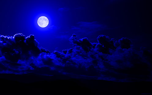 gökyüzü, gece, bulutlar, ay, HD masaüstü duvar kağıdı HD wallpaper