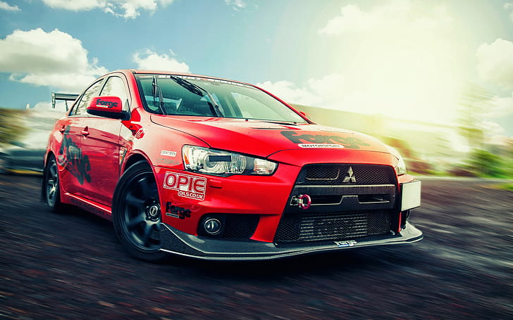 Mitsubishi Lancer Evolution X, superdeportivo rojo, Mitsubishi, rojo, superdeportivo, Fondo de pantalla HD