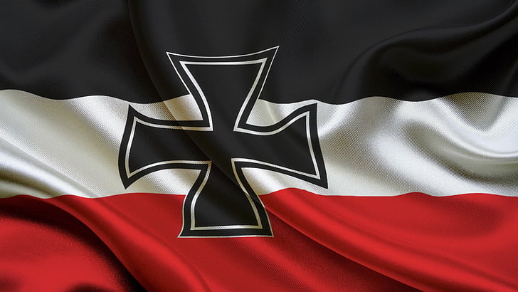 black, white, and red striped flag with cross tapestry, flag, fascist, germany, HD wallpaper