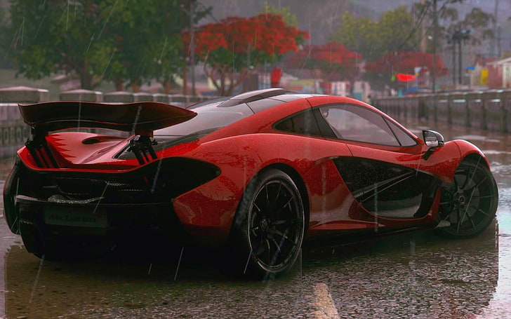 coupé rouge et noir avec spoiler, voiture, McLaren, Fond d'écran HD