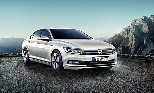 белый седан Volkswagen, Фольксваген, Пассат, 2015, BlueMotion, HD обои HD wallpaper
