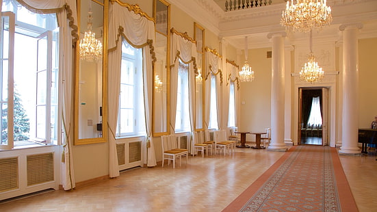 interior, palacio, salon, ventanales, Wallpaper HD HD wallpaper