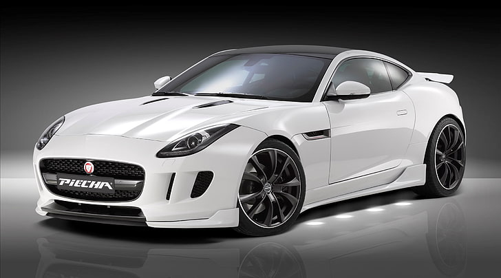 Piecha Design Jaguar F-Type V6 Coupe, бело-черный купе, Автомобили, Jaguar, белый, 2015, HD обои