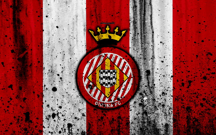 Piłka nożna, Girona FC, emblemat, logo, Tapety HD