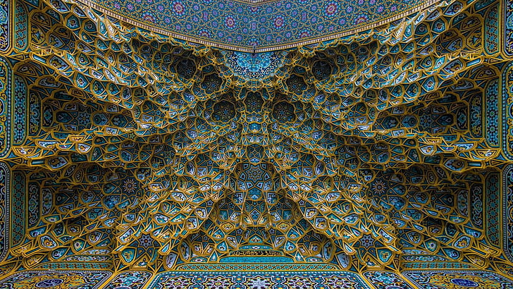 iran, architecture, symétrie, modèle, texture, art, islam, Fond d'écran HD