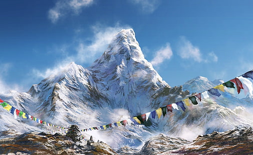 Himalayan Peak, Mt. Everest, Artistic, Fantasy, Peak, Himalayan, HD wallpaper HD wallpaper