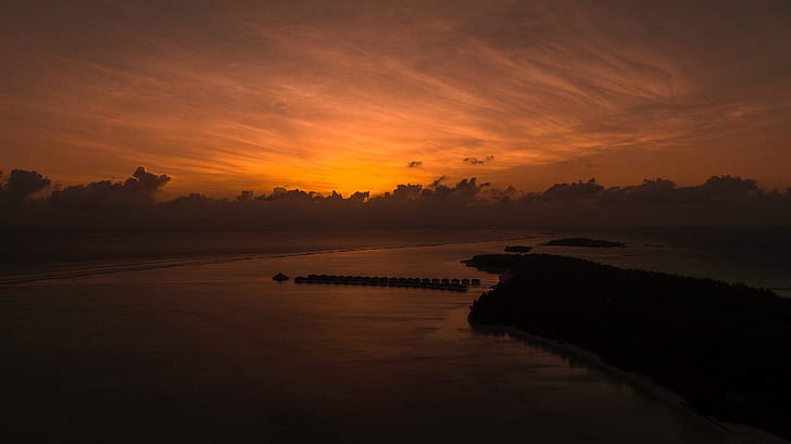paisaje, puesta de sol, playa, isla, amanecer, Fondo de pantalla HD