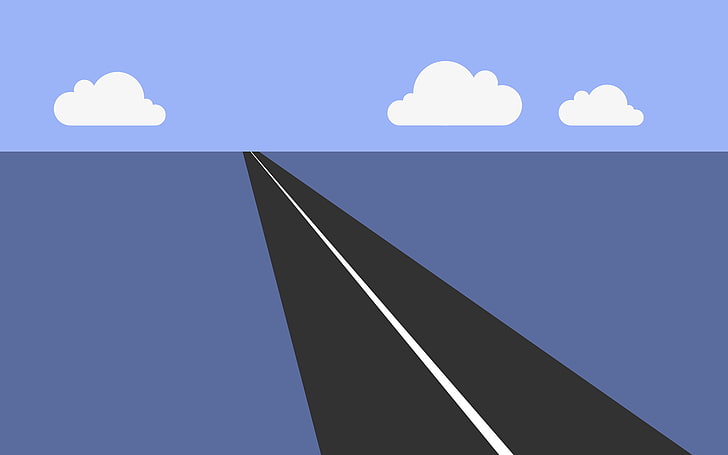 road, clouds, horizon, highway, HD wallpaper