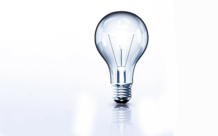 電球、ライト、電球、シンプル背景、白背景、シンプル、ミニマリズム、 HDデスクトップの壁紙