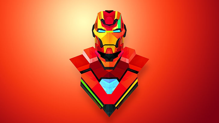 Iron Man illustration, abstract, Justin Maller, Iron Man, red, gradient, HD wallpaper